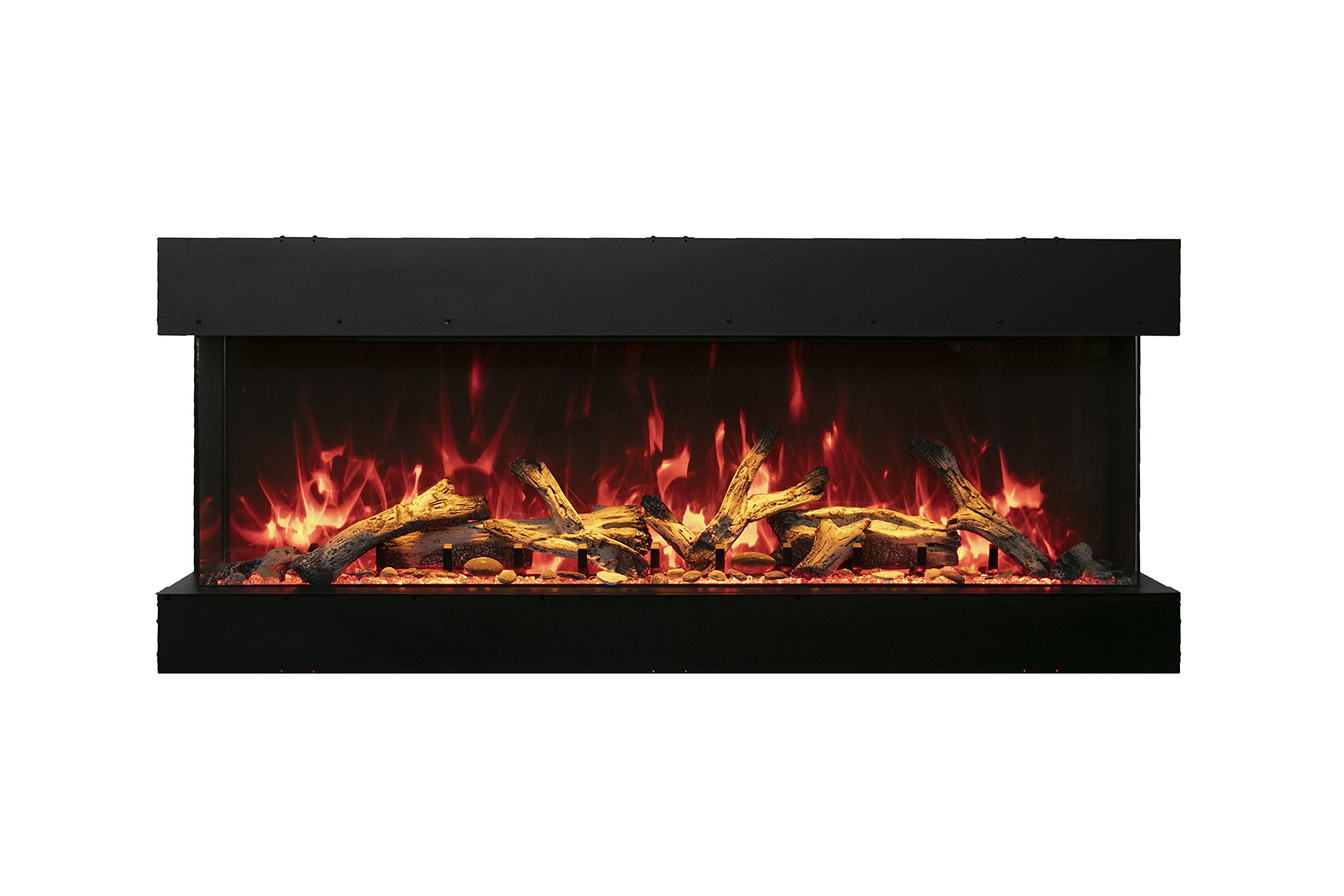 60-TRU-View-XL XT - 3 Sided Electric Fireplace 60 Inch, 3-Sided Glass Fireplace Heater w/Remote Control & 8H Timer, Thermostat, Black, Adjustable Brightness, Realistic Flame Effects