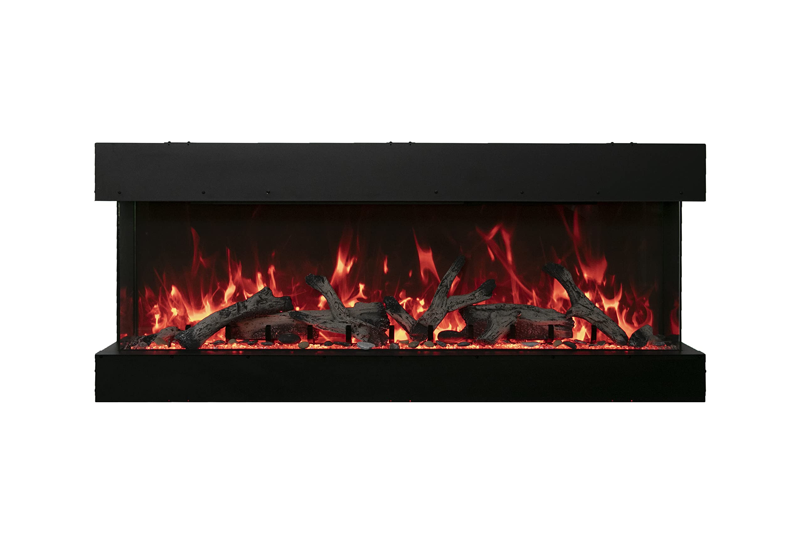 60-TRU-View-XL XT - 3 Sided Electric Fireplace 60 Inch, 3-Sided Glass Fireplace Heater w/Remote Control & 8H Timer, Thermostat, Black, Adjustable Brightness, Realistic Flame Effects