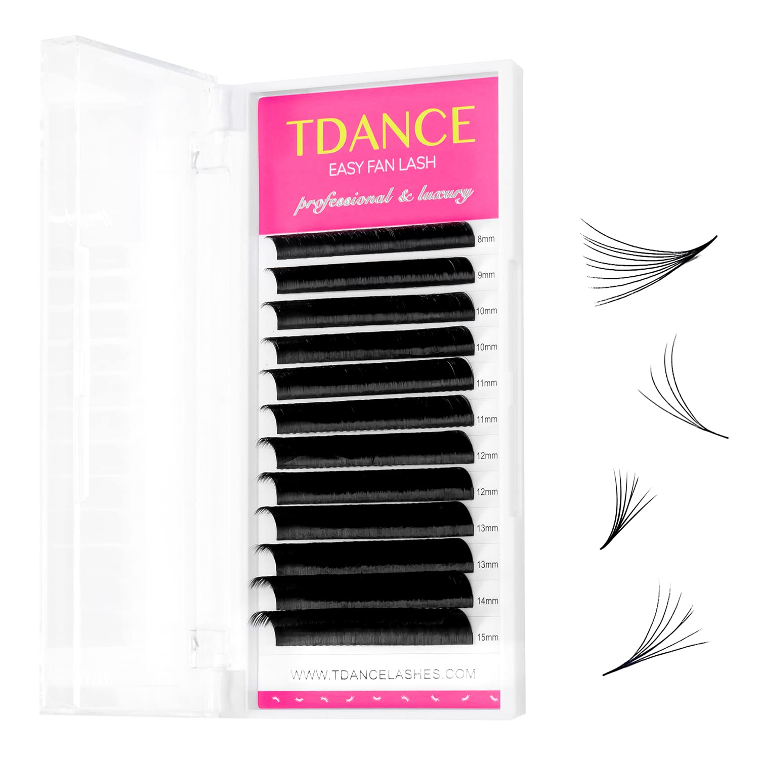 TDANCE Easy Fan Lash Extension Rapid Blooming Volume Eyelash Extensions C CC D DD J B L Curl 0.03-0.12mm Thickness Easy Fan Volume Lashes Self Fanning Eyelashes Extension (CC-0.05,8-15mm)