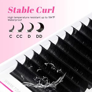 TDANCE Eyelash Extension Supplies Rapid Blooming Volume Eyelash Extensions Thickness 0.07 CC Curl Mix 8-15mm Easy Fan Volume Lashes Self Fanning Individual Eyelashes Extension (CC-0.07,8-15mm)