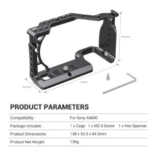 SMALLRIG Cage for Sony Alpha A6600/ILCE 6600 Mirrorless Camera with Cold Shoe Mounts - CCS2493