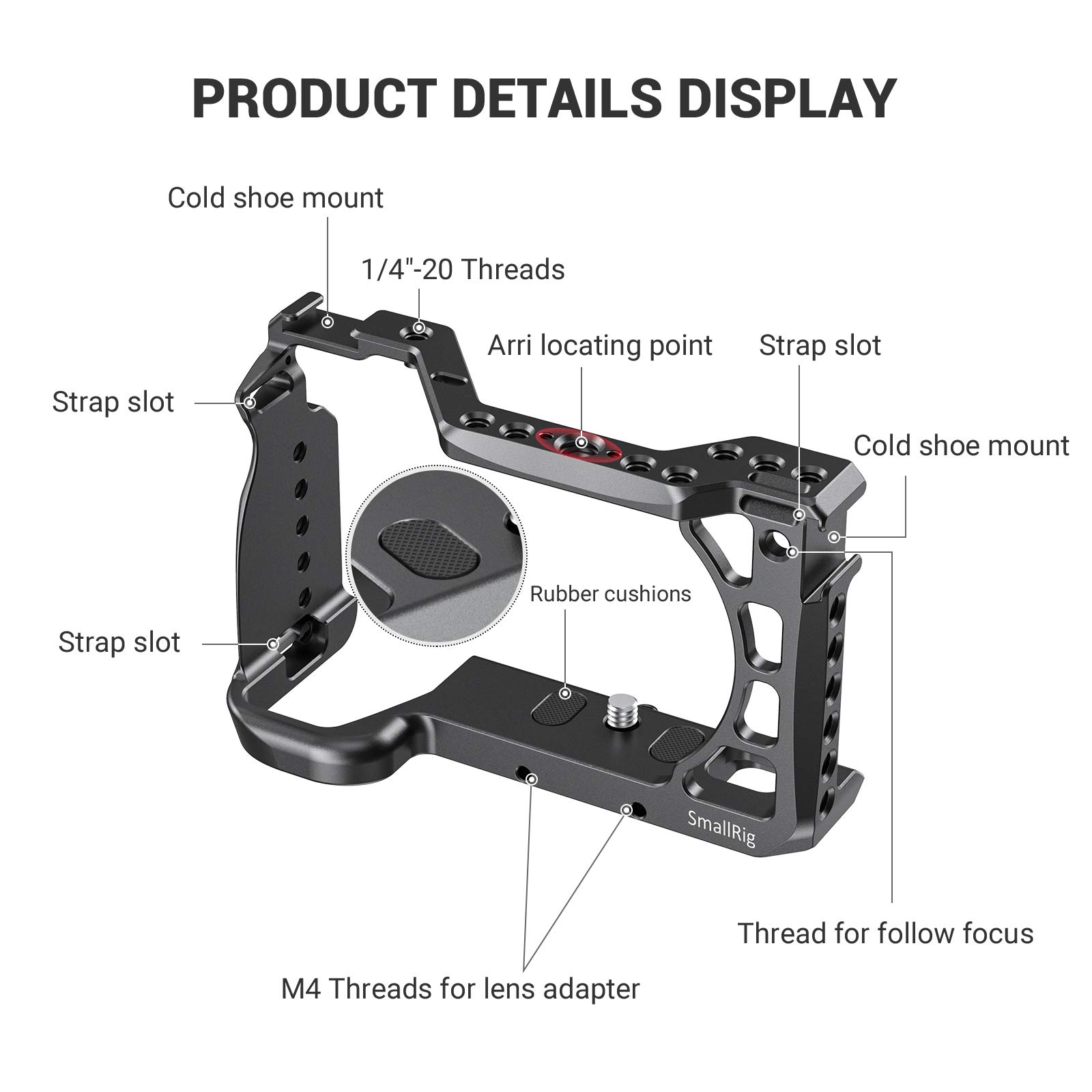 SMALLRIG Cage for Sony Alpha A6600/ILCE 6600 Mirrorless Camera with Cold Shoe Mounts - CCS2493