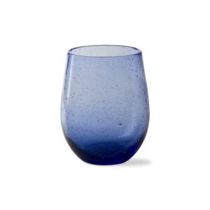 tag 16 oz. bubble glass stemless wine drinkware navy dishwasher safe beverage glassware for dinner party wedding resturant navy