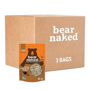 bear naked granola cereal, whole grain granola, breakfast snacks, cacao and cashew butter crunch (3 bags)