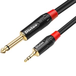 disino 1/4 inch ts to 1/8 inch trs cable, 1/4" ts mono to 1/8 inch(3.5mm) trs stereo interconnect adapter cable,mono to stereo patch cord - 6.6 feet/2 meters