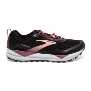 Brooks Women's Cascadia 15 Trail Running Shoe - Black/Ebony/Coral Cloud - 5 Medium