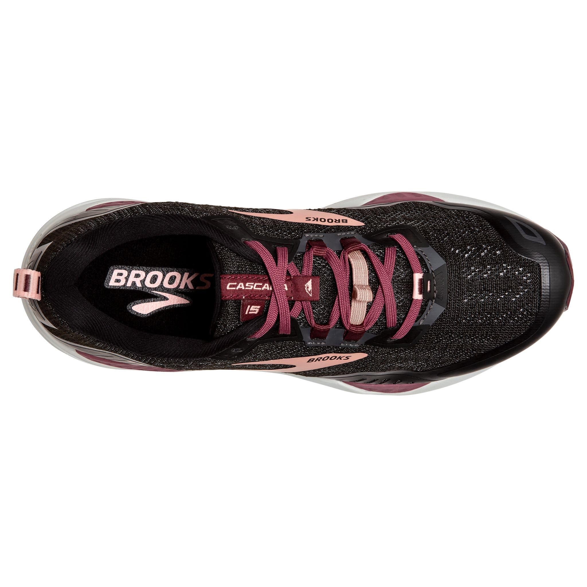 Brooks Women's Cascadia 15 Trail Running Shoe - Black/Ebony/Coral Cloud - 12 Medium