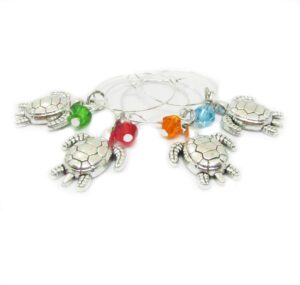 set of 4 sea turtle wine glass charms - gift for the wine lover - wine gifts for mom