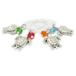 Set of 4 Sea Turtle Wine Glass Charms - Gift for the Wine Lover - Wine Gifts for Mom