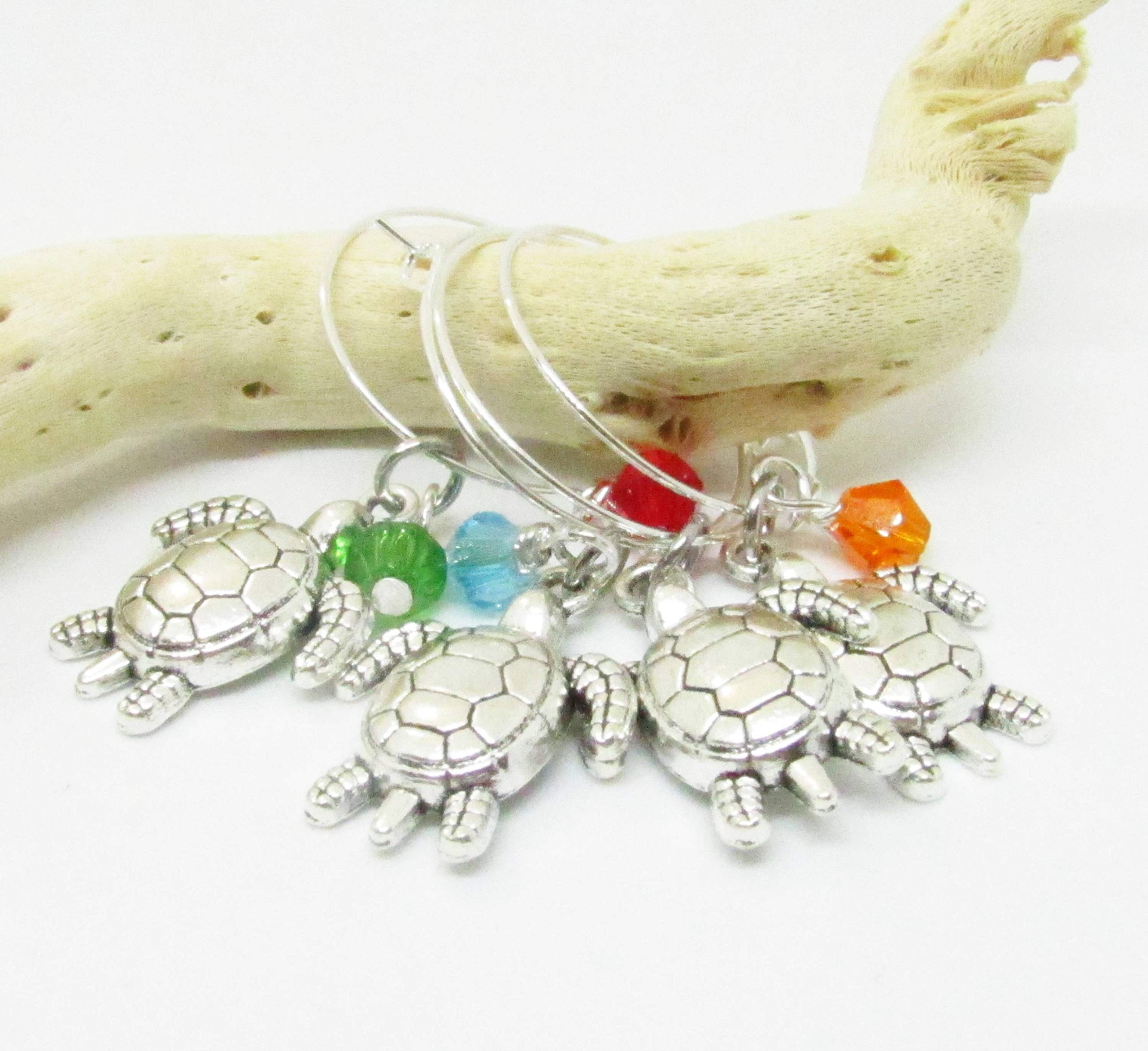 Set of 4 Sea Turtle Wine Glass Charms - Gift for the Wine Lover - Wine Gifts for Mom