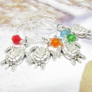 Set of 4 Sea Turtle Wine Glass Charms - Gift for the Wine Lover - Wine Gifts for Mom