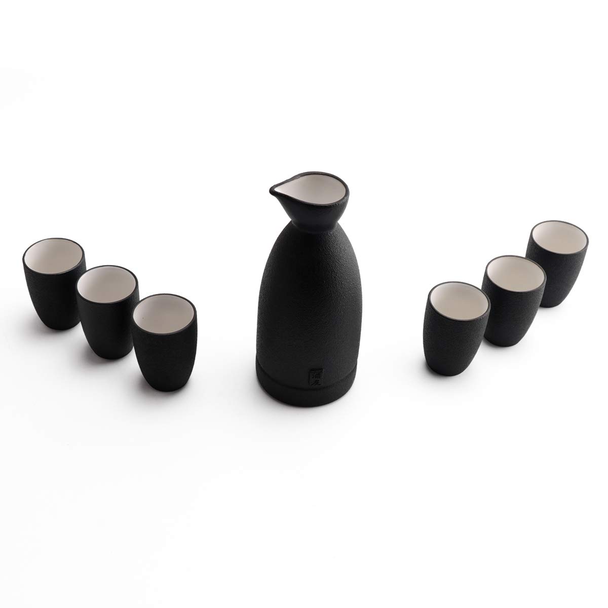 Ceramic Sake Set and Cups + Keep Sake Storage Gift Box, Traditional Porcelain Pottery Saki Drink Set Kit, 7-Piece include 1 Sake Bottle 6 Cups