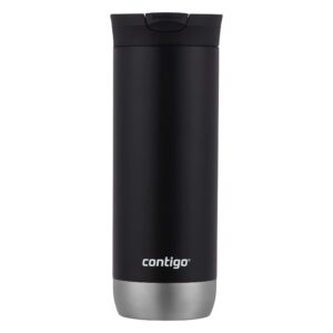 contigo huron vacuum-insulated stainless steel travel mug with leak-proof lid, keeps drinks hot or cold for hours, fits most cup holders and brewers, 20oz licorice