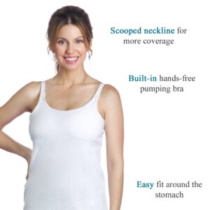 Essential Pump&Nurse Tank, a All-in-one Hands-Free Pumping and Nursing Bra for All Breast Pumps - Dark Gray, XL