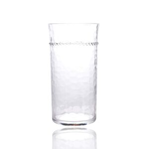 22-ounce recyclable plastic hammer cup-stemless,set of clear 6, acrylic plastic water tumbler,shatterproof - dishwasher safe,bpa free