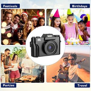 BZK CT-2 Digital Camera, 4.0K 48MP Full HD Camera, Vlogging Camera, 16X Digital Zoom and 3.0" Inch 180 Degree Rotation Flip Screen for Video and Photography (Black)