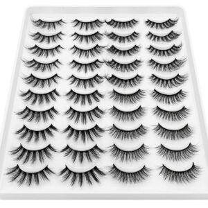 DYSILK Lashes False Eyelashes - Mink Lashes 20 Pairs Faux Mink Lashes 6D Wispy Fluffy Lashes Natural Look False Eyelashes Cat Eye Lashes Reusable Lashes Pack| 11mm-20mm