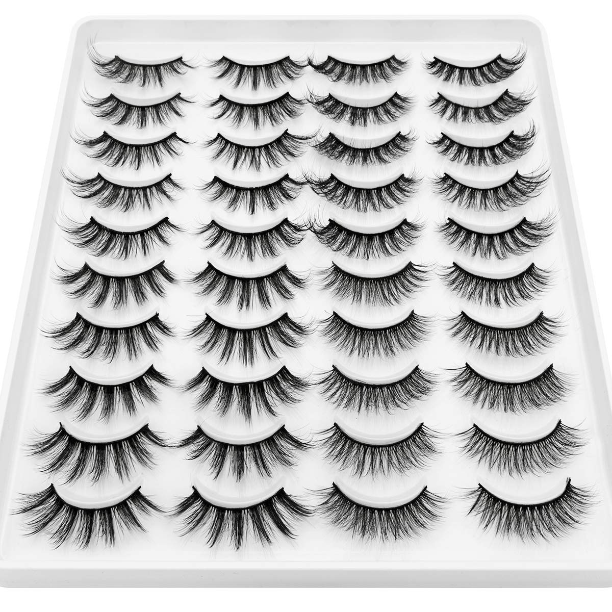 DYSILK Lashes False Eyelashes - Mink Lashes 20 Pairs Faux Mink Lashes 6D Wispy Fluffy Lashes Natural Look False Eyelashes Cat Eye Lashes Reusable Lashes Pack| 11mm-20mm