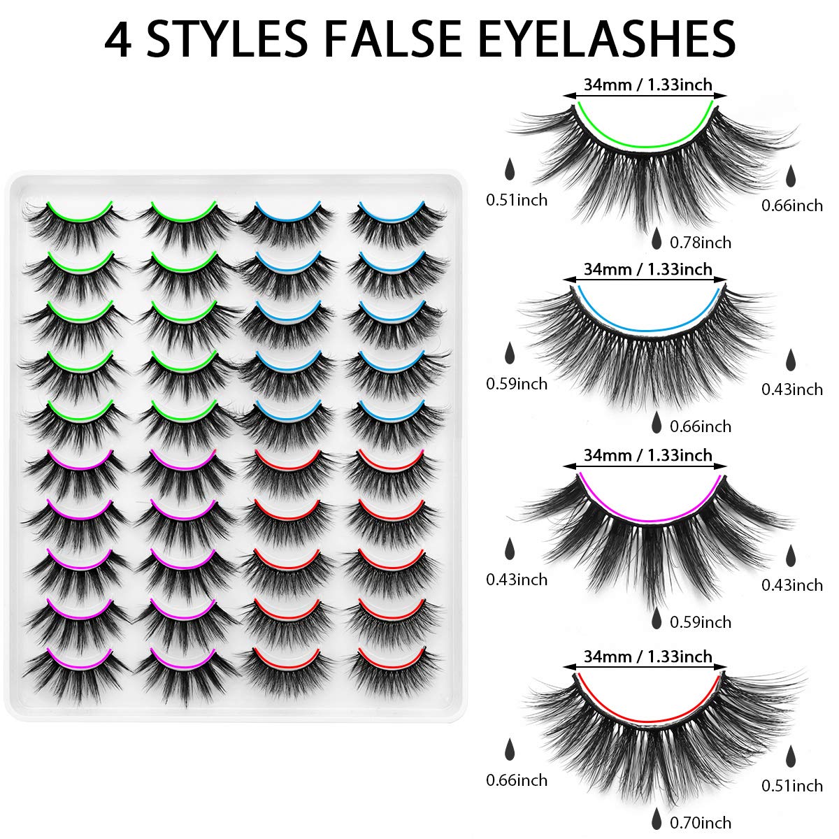 DYSILK Lashes False Eyelashes - Mink Lashes 20 Pairs Faux Mink Lashes 6D Wispy Fluffy Lashes Natural Look False Eyelashes Cat Eye Lashes Reusable Lashes Pack| 11mm-20mm