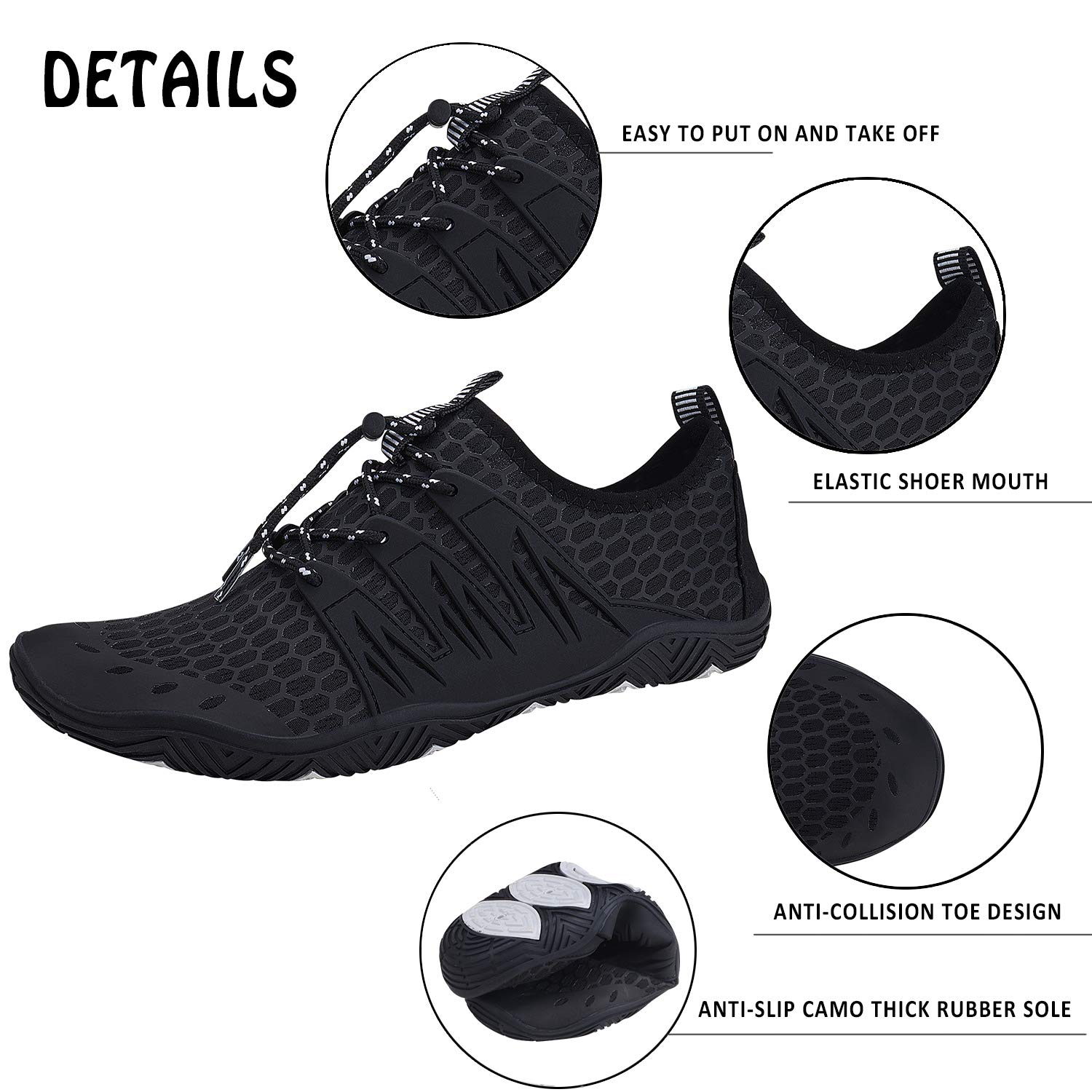 WYHAN Water Shoes Mens Womens Quick Dry Barefoot Aqua Socks Diving Sports Shoes for Beach Swim Surf Pool Yoga Outdoor Trip