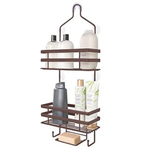 gorilla grip anti-swing oversized shower caddy, rust resistant organizer, holds 11 lbs, strong suction cups, hooks, easy hanging bathtub shampoo and accessories caddies for showerhead, 3 shelf, bronze