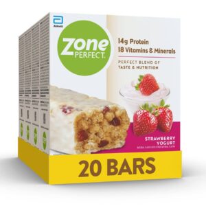 zoneperfect protein bars | 14g protein | 18 vitamins & minerals | nutritious snack bar | strawberry yogurt | 20 bars, 10 count (pack of 2)