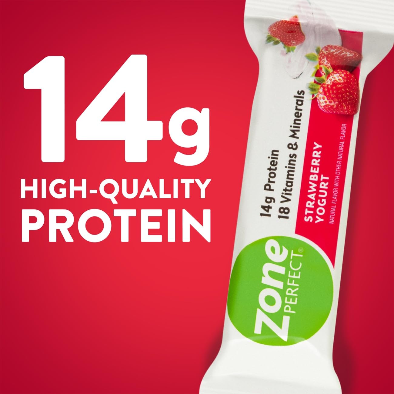 ZonePerfect Protein Bars | 14g Protein | 18 Vitamins & Minerals | Nutritious Snack Bar | Strawberry Yogurt | 20 Bars, 10 Count (Pack of 2)