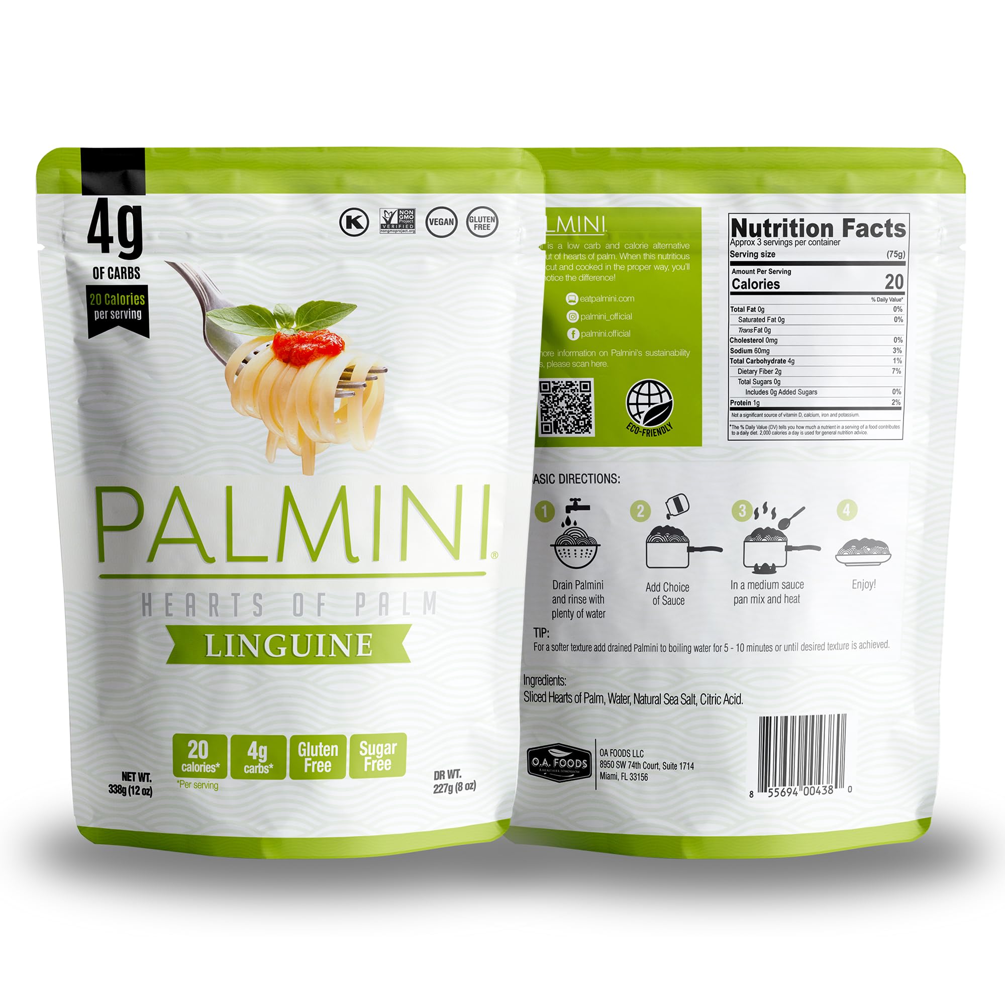 Palmini Linguine Pasta | Low-Carb, Low-Calorie Hearts of Palm Pasta | Keto, Gluten Free, Vegan, Non-GMO | As seen on Shark Tank |(12 Ounce - Pack of 3)