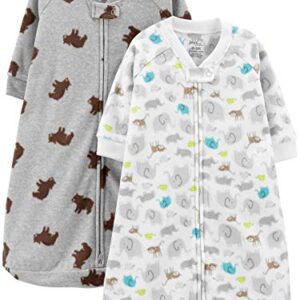 Simple Joys by Carter's Baby 2-Pack Microfleece Long-Sleeve Sleepbag, Grey Heather Bear/White Forest Animals, 3-6 Months