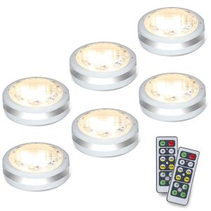 starxing puck lights with remote, battery operated under cabinet lighting, led tap light with remote control, locker light closet light, 4000k natural white (6pk)