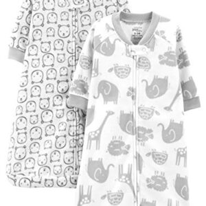 Simple Joys by Carter's Baby 2-Pack Microfleece Long-Sleeve Sleepbag, Grey Bear/Animal, 0-3 Months