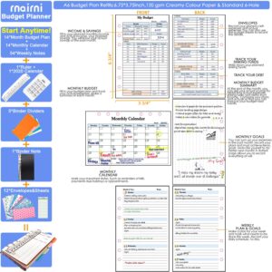 Cash Envelopes Wallet - RFID Blocking - Finances Organizer Calendar Budget Planner Notebook with 2023 Weekly & Monthly Planner Refill & 12 Budget Envelopes & Budget Sheets