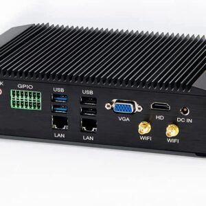 PARTAKER Fanless Industrial PC,Mini Desktop Computer with Intel Core i5 7200U Dual Core CPU, 16GB Ram 512GB SSD,6xCOM, 4xUSB 3.0, 4xUSB 2.0, 2xLAN, GPIO, HD Port, VGA, Wi-Fi, PS/2,Windows 10 Pro