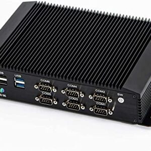 PARTAKER Fanless Industrial PC,Mini Desktop Computer with Intel Core i5 7200U Dual Core CPU, 16GB Ram 512GB SSD,6xCOM, 4xUSB 3.0, 4xUSB 2.0, 2xLAN, GPIO, HD Port, VGA, Wi-Fi, PS/2,Windows 10 Pro