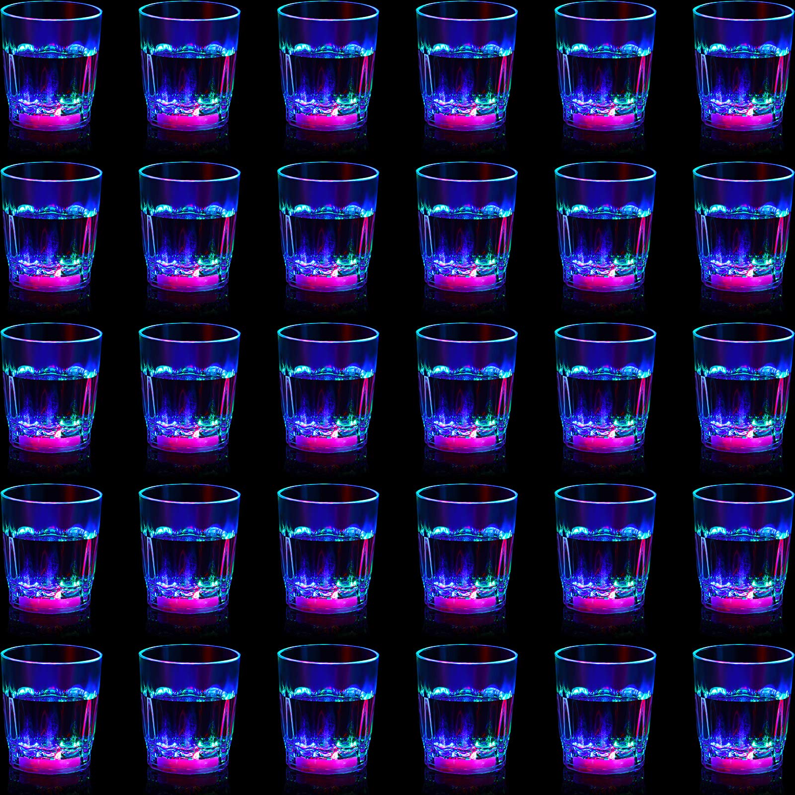 Light Up Cups LED Flash Light Up Drinking Glasses Bar Night Club Party Drink Tumblers Multicolor LED Tumblers for Christmas Birthdays Weddings Sporting Events Festivals Indoor Bars (30 Pieces)