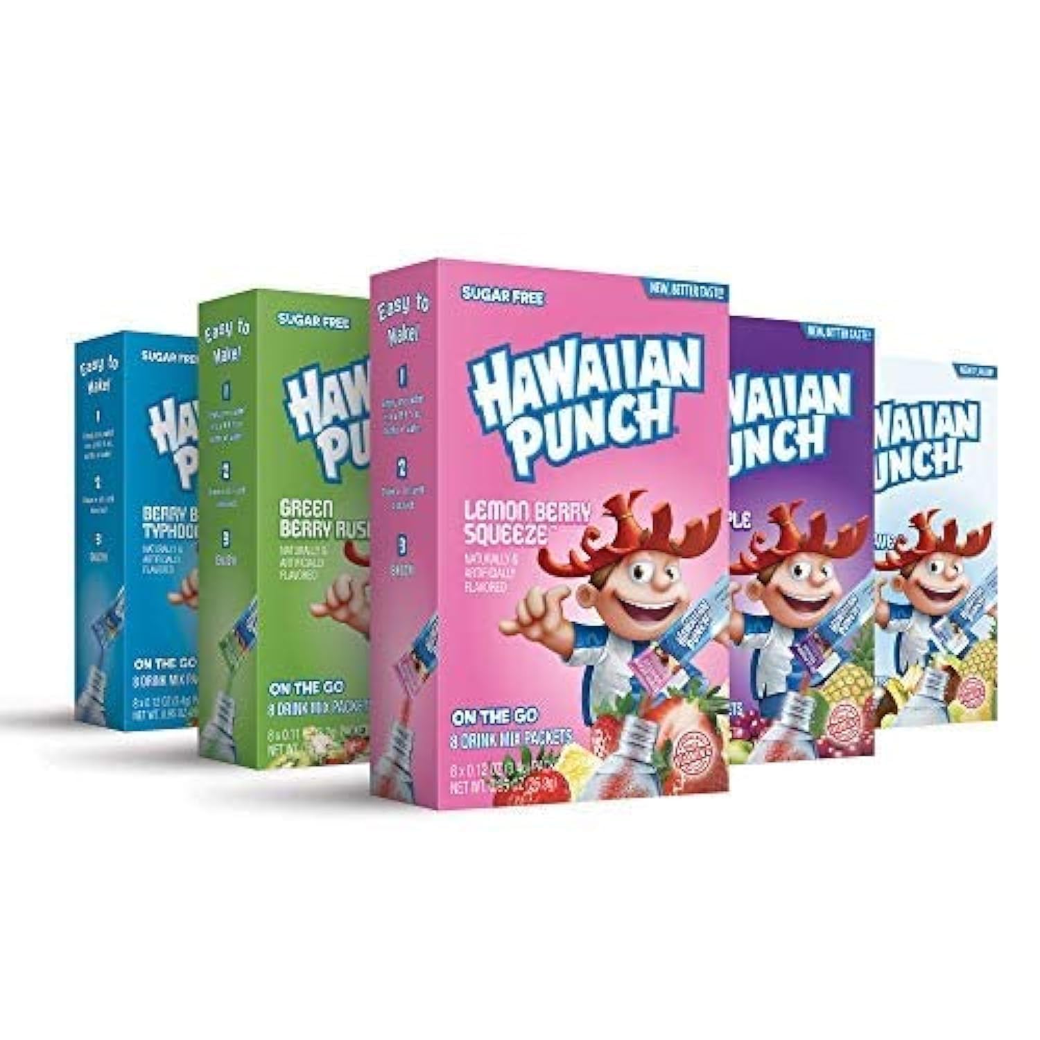 Hawaiian Punch, Paradise Variety Pack– Powder Drink Mix - (5 boxes, 40 sticks) – Sugar Free & Delicious, Excellent source of Vitamin C, Makes 40 flavored water beverages