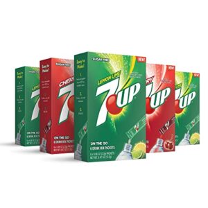 7-up, variety pack – powder drink mix - (5 boxes, 30 sticks) – sugar free & delicious, makes 30 flavored water beverages