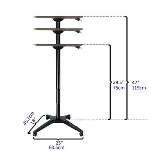 Mobile Desk, Pneumatic Adjustable Height Laptop Desk, Ergonomic Design, Sit and Stand Mobile, Excellent Lectern for Classrooms, Offices, and Home!(Black)