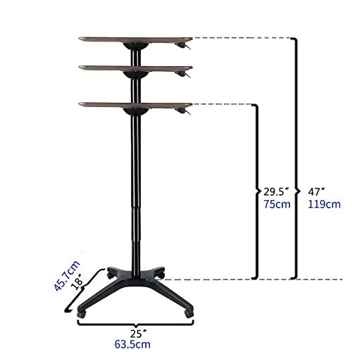 Mobile Desk, Pneumatic Adjustable Height Laptop Desk, Ergonomic Design, Sit and Stand Mobile, Excellent Lectern for Classrooms, Offices, and Home!(Black)