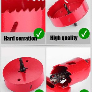 6 Inch Hole Saw for Cornhole Board Metal Plastic Fiberboard, 6 Inch (150mm) Hole Saws Heavy Duty Steel Design Great for Trim kit Making Cornhole Board (6 inch, Red)