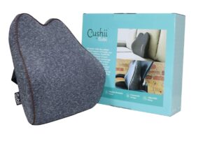 cubii cushii back support cushion for back and lower back pain relief - universal fit for desk, office, kitchen chairs, couch cushions with advanced back lumbar support