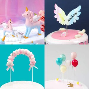 MOVINPE Unicorn Cake Topper, Magic Unicorns Sculpture, Pink Hairball Arch, Rainbow, Wings Birthday Banner, Cloud, Balloon, Stars, Little Unicorn Rainbows, Cake Decoration For Girl Kid Women Party