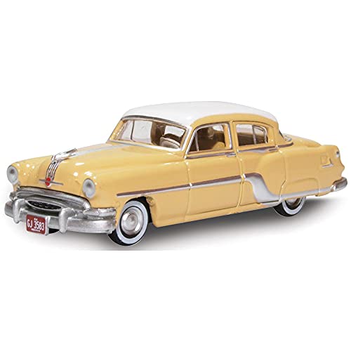 1954 Pontiac Chieftain 4 Door Maize Yellow with Winter White Top 1/87 (HO) Scale Diecast Model Car by Oxford Diecast 87PC54002