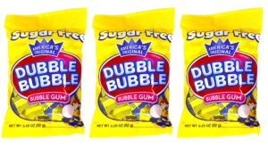 dubble bubble gum 3.25 ounce bag (pack of 3) – individually wrapped sugar free bubble gum