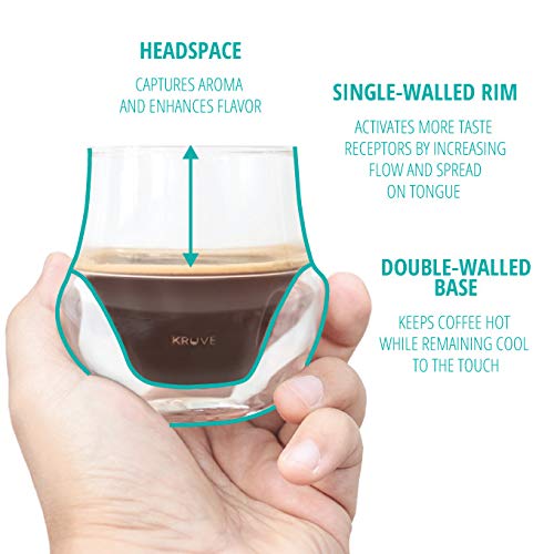 KRUVE PROPEL Espresso Glass, Hand Made, Double-wall, Clear, 2.5oz, Scientific Design (set of two)