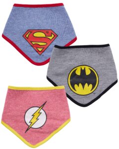dc comics baby boys bandana bibs superman batman the flash gift set 3 pack 0-12 months