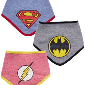 DC Comics Baby Boys Bandana Bibs Superman Batman The Flash Gift Set 3 Pack 0-12 Months