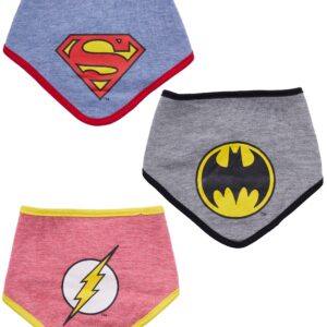 DC Comics Baby Boys Bandana Bibs Superman Batman The Flash Gift Set 3 Pack 0-12 Months