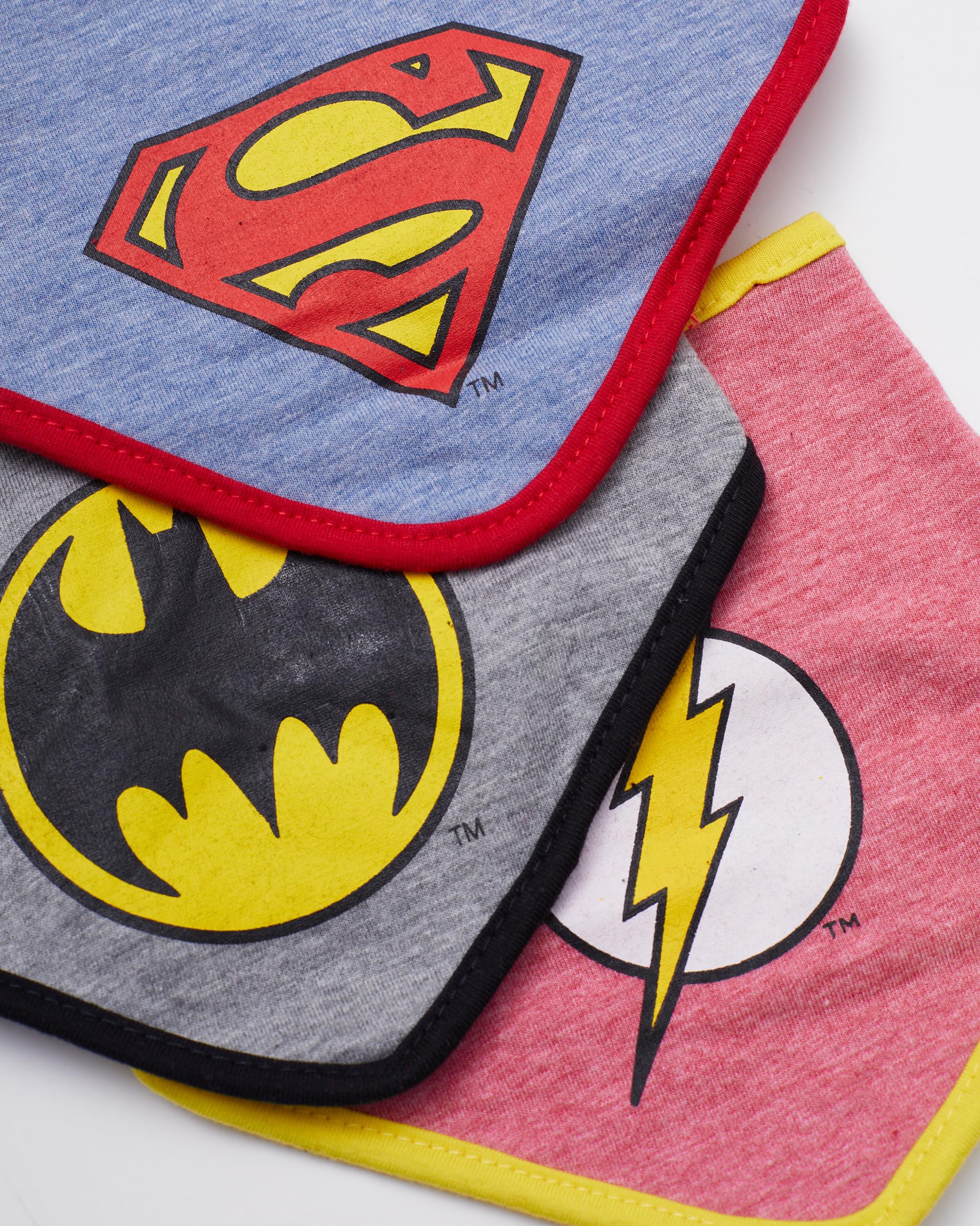 DC Comics Baby Boys Bandana Bibs Superman Batman The Flash Gift Set 3 Pack 0-12 Months