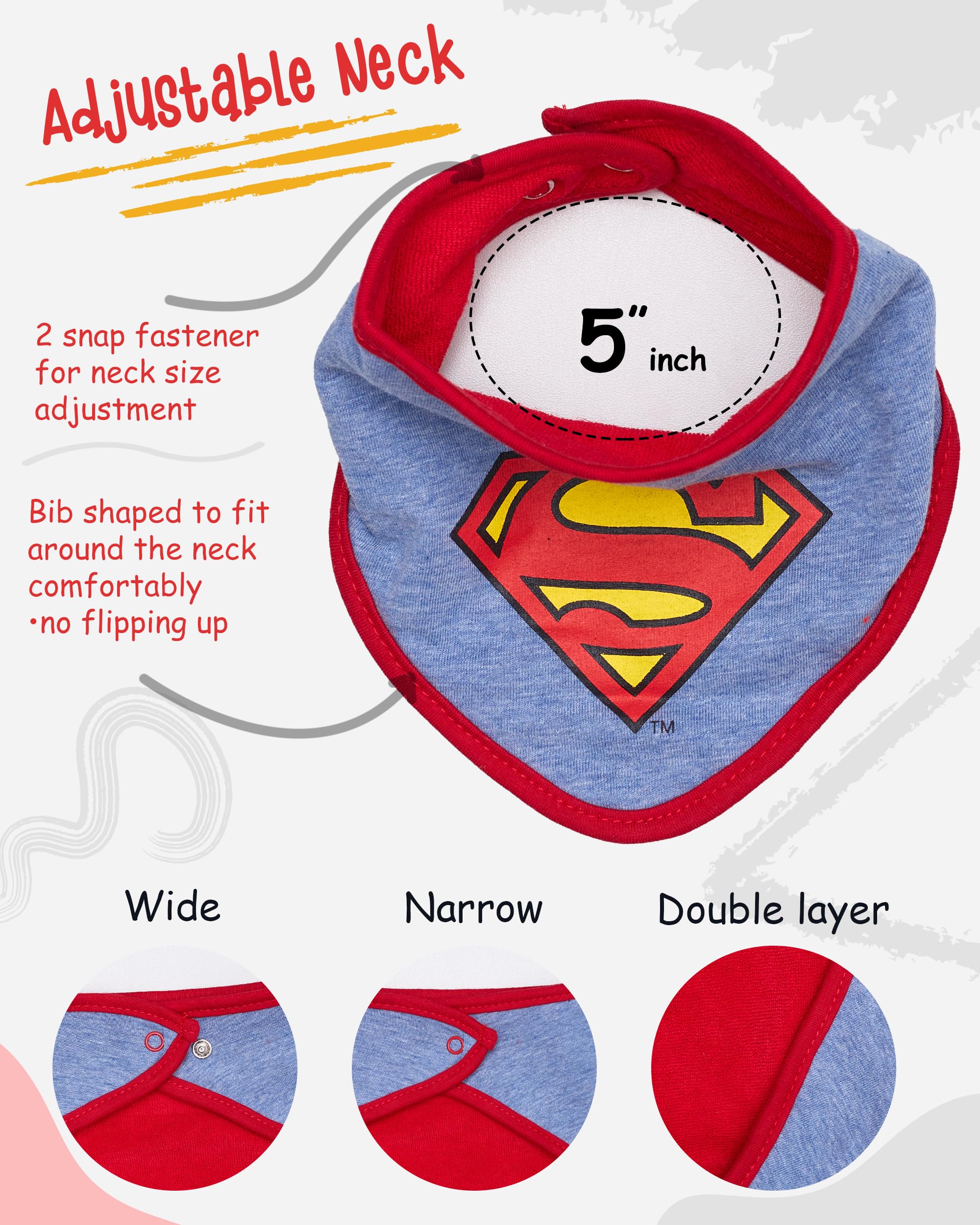 DC Comics Baby Boys Bandana Bibs Superman Batman The Flash Gift Set 3 Pack 0-12 Months